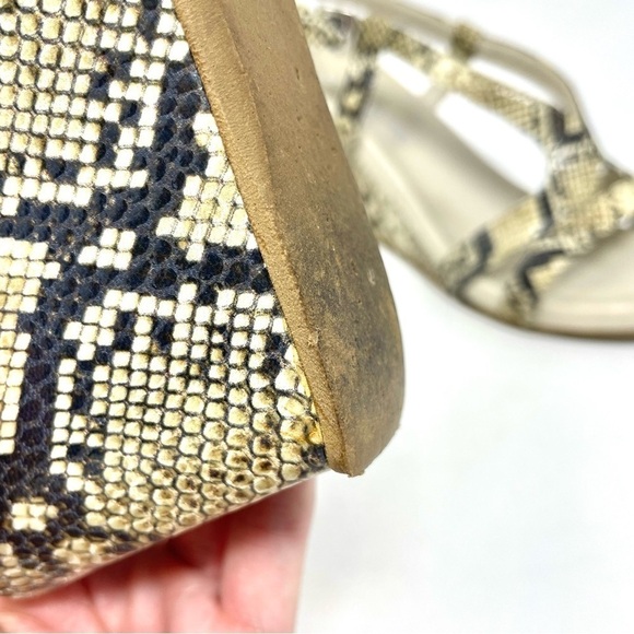 La Canadienne Cream Snake Print Wedge Sandals Size 39 - Picture 8 of 10